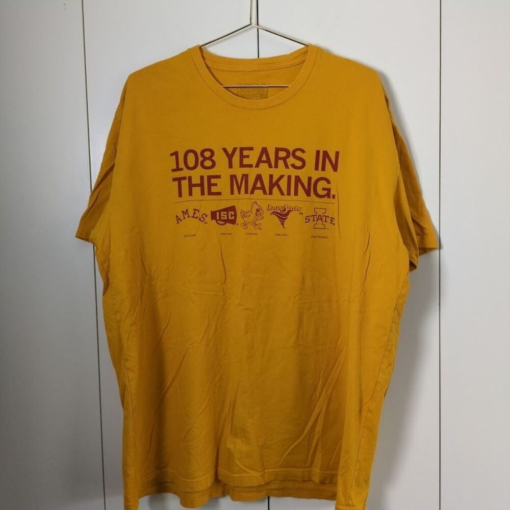 Iowa State Cyclones Graphic T Shirt Adult XXL Yellow 108 Years Logos